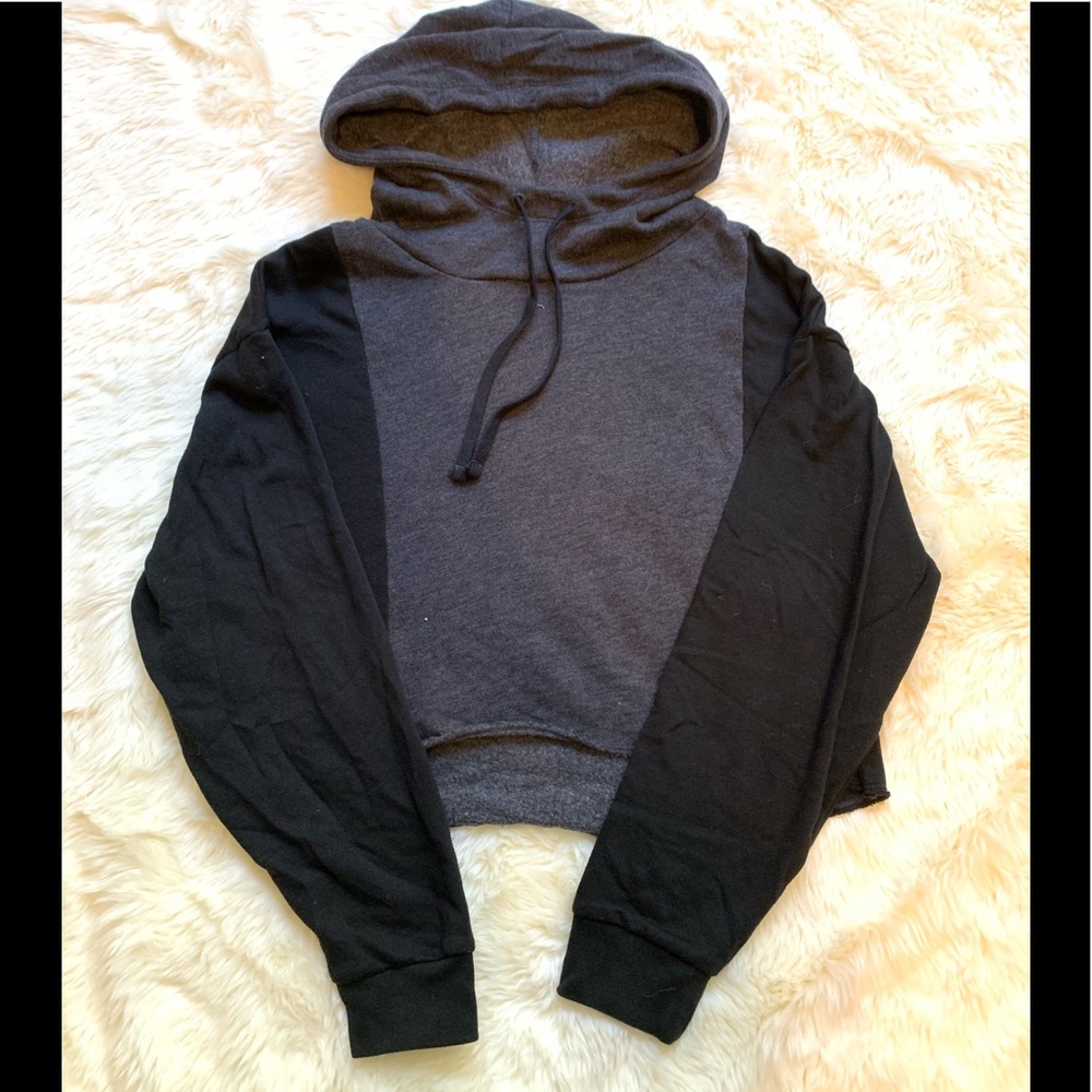 Pink Victoria’s Secret Grey&Black Cropped Hoodie
